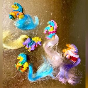LITTLE BEAUTIES PONIES VTG 1988 TINY PONIES WITH BRUSHABLE LONG HAIR SET OF 5